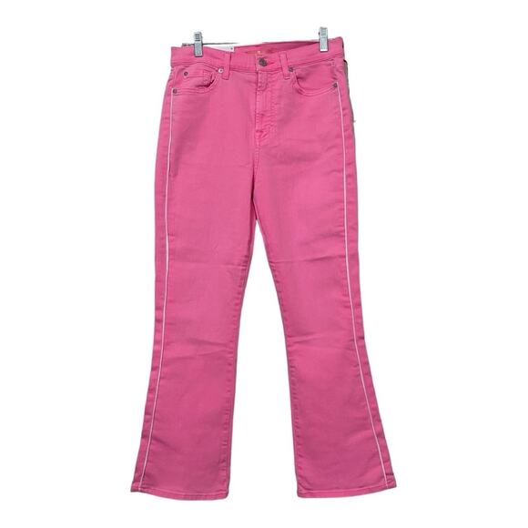 7 For All Mankind Pink High Waist Slim Kick Jean, NEW  Size 28 - Picture 9 of 9